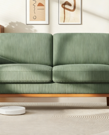Corduroy Loveseat with Solid Wood Frame