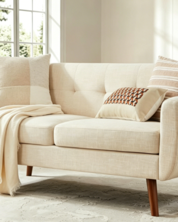 Mid-Century Style Button-Tufted Loveseat